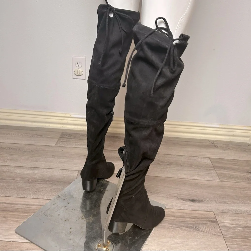 Breckelles Vanessa over the knee suede chunky heel boots Size 7 EUC
